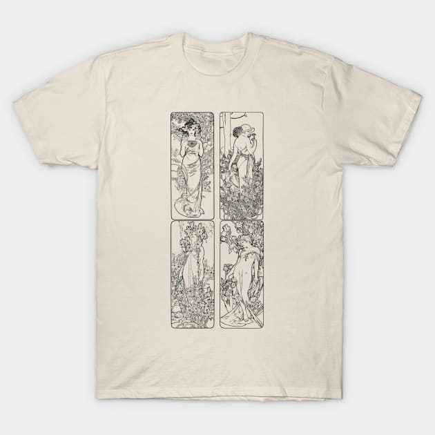 art nouveau Alphonse Mucha vintage design T-Shirt by AltrusianGrace